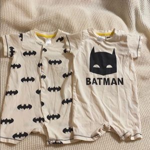 Two Batman short sleeve rompers- cream